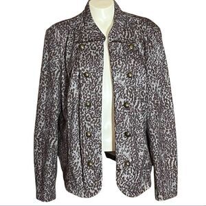 Tommy Hilfiger Animal Print Preppy Buttons Military Look Jacket